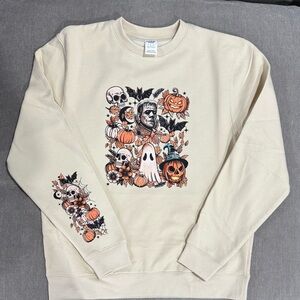 Cream Halloween Graphic Men's Sweater